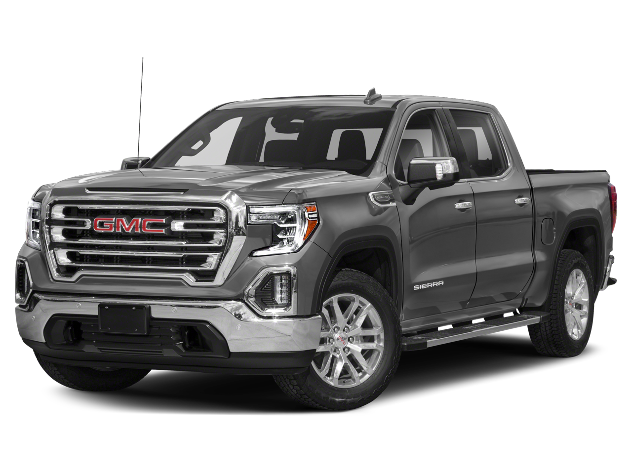 2019 GMC Sierra 1500 SLT in Pacific Blue Metallic — front three-quarter view