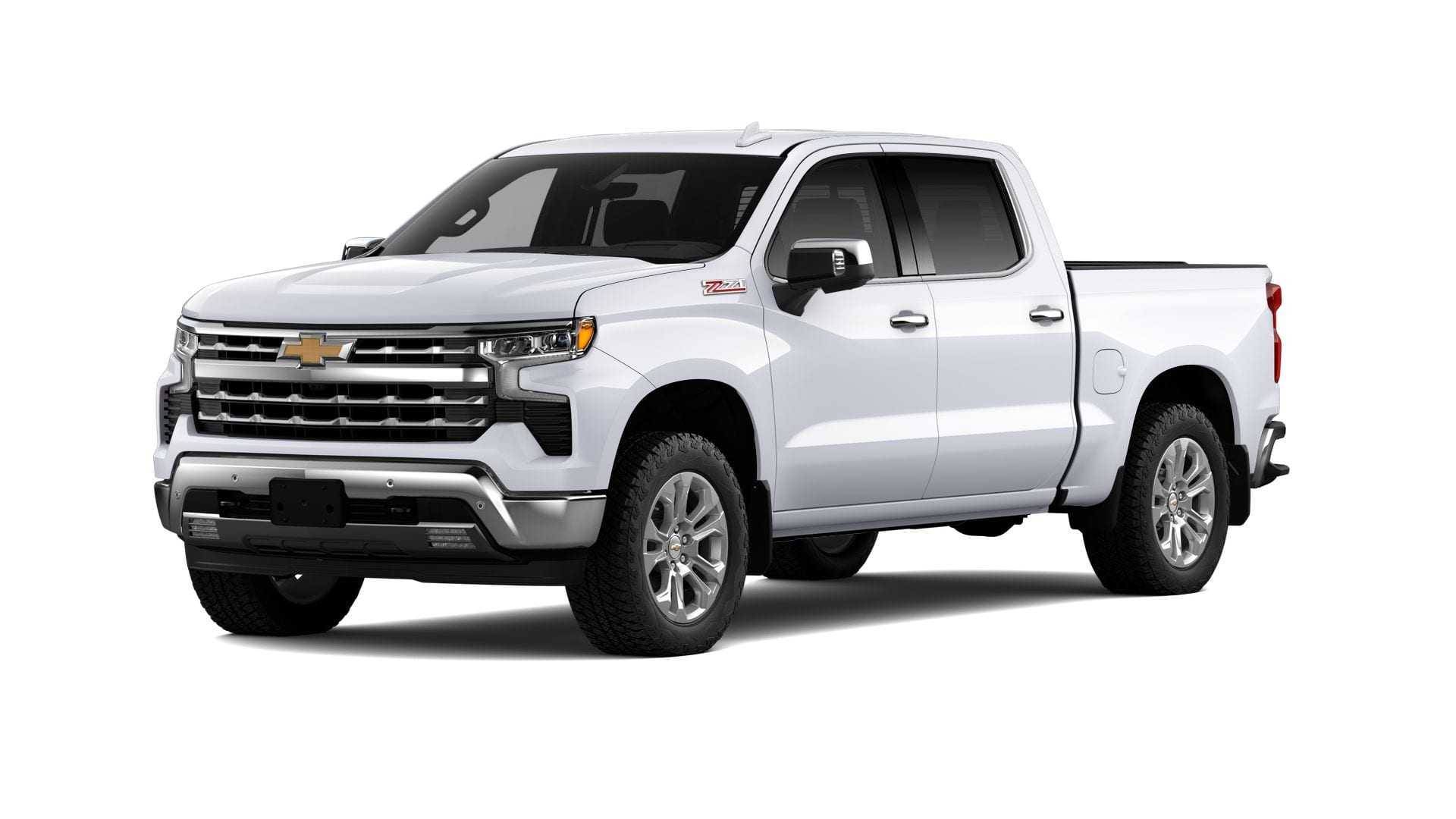 2026 Chevrolet Silverado 1500 LTZ in Summit White — front three-quarter view